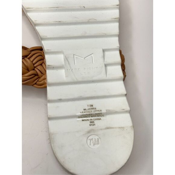 Marc Fisher Sandals Womens Size 7.5 Tan Leather Jaimee‎ Espadrille Slide Shoes - Picture 5 of 7